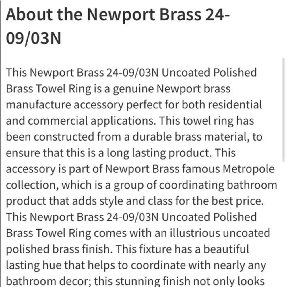 Towel Ring Newport Brass 24-09/03N Polished, Uncoated - Metropole Series
